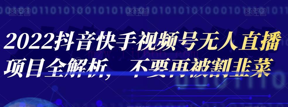 2022抖音快手视频号无人直播项目全解析，不要再被割韭菜